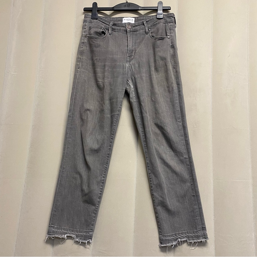 Parker Smith Women’s Jeans Size 10 Straight Leg Raw Hem Grey Quiet Luxury